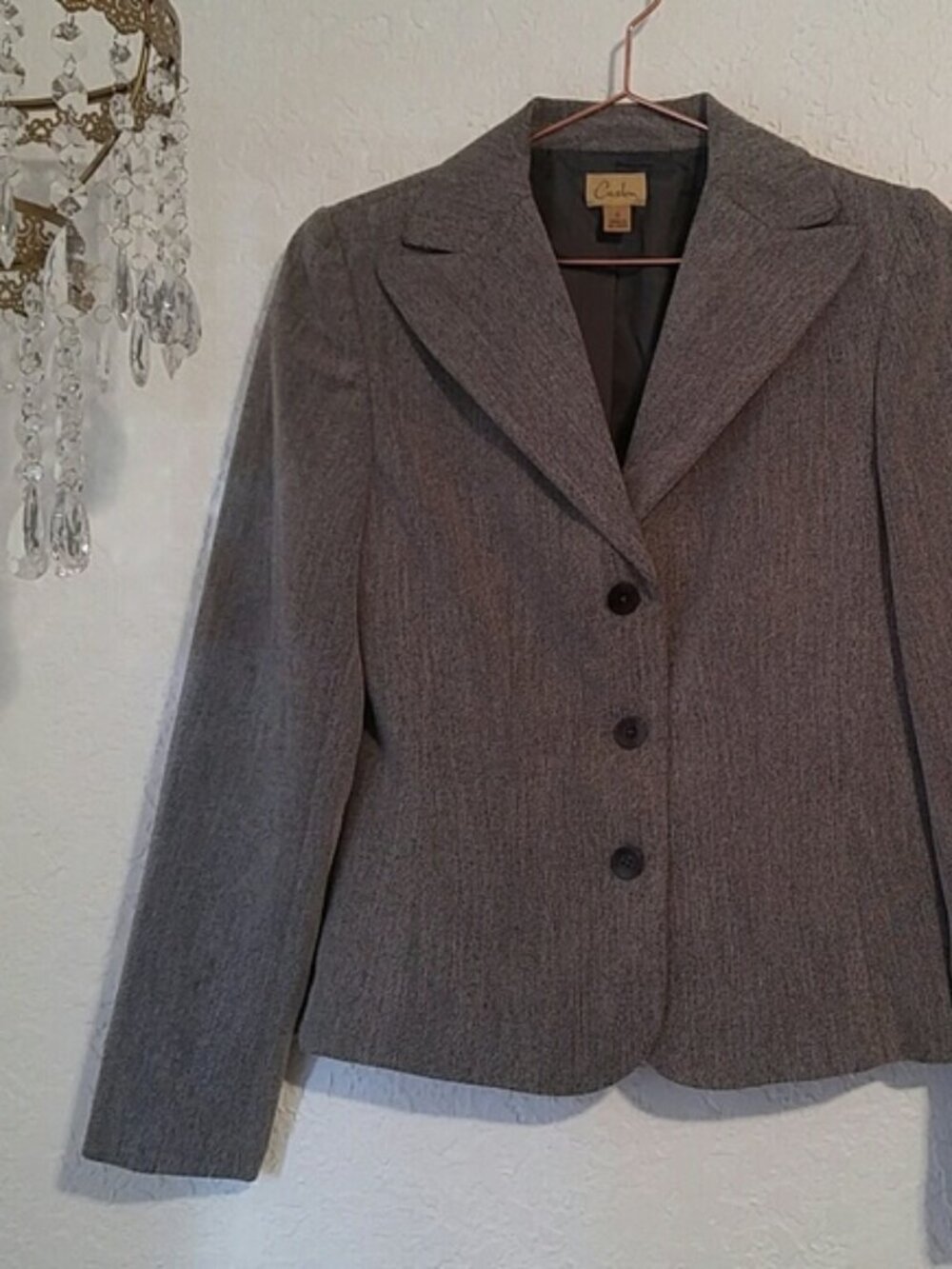 Caslon SZ O Nordstrom Tweed New with Tags & Buttons Blazer Lined Satin Dark Gray